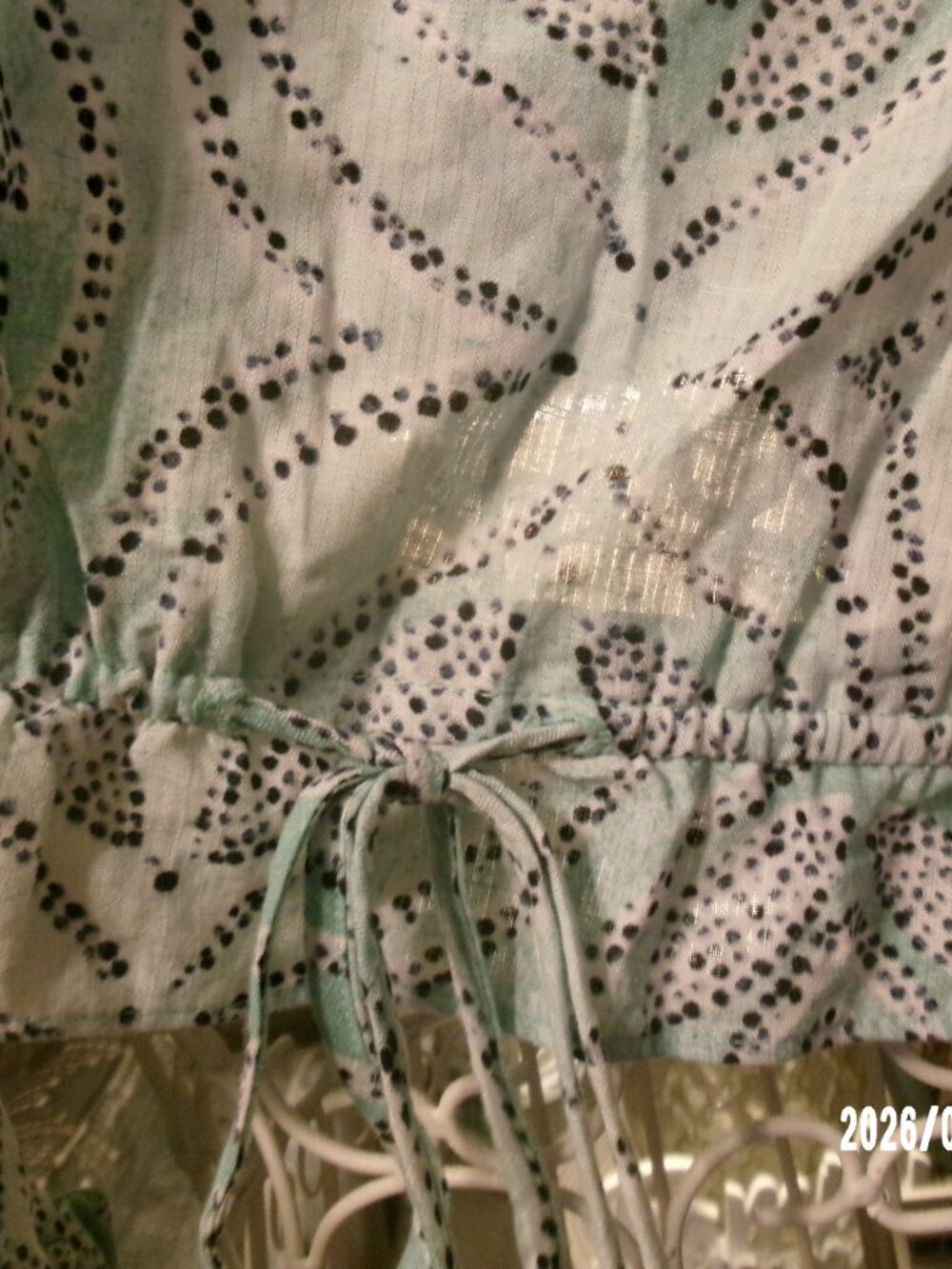 NEW Lauren Conrad LC Womens XL Soft Green White Elastic Long Sleeve Crop Top - Picture 6 of 6
